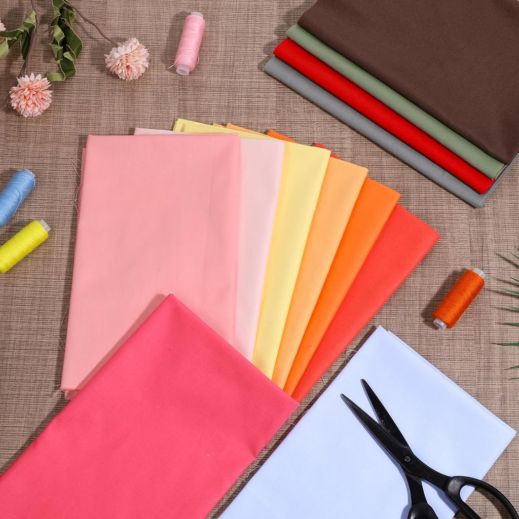12 Pcs 18 x 22 inch Solid Colors Cotton Fabric Bundles, Solid Precut