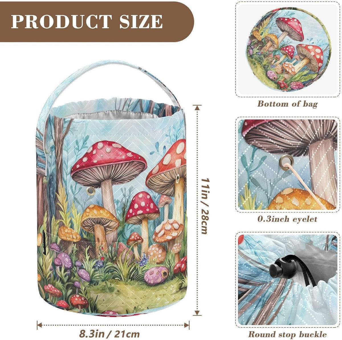 Fustylead Watercolor Colorful Mushrooms in Forest Large Yarn Storage