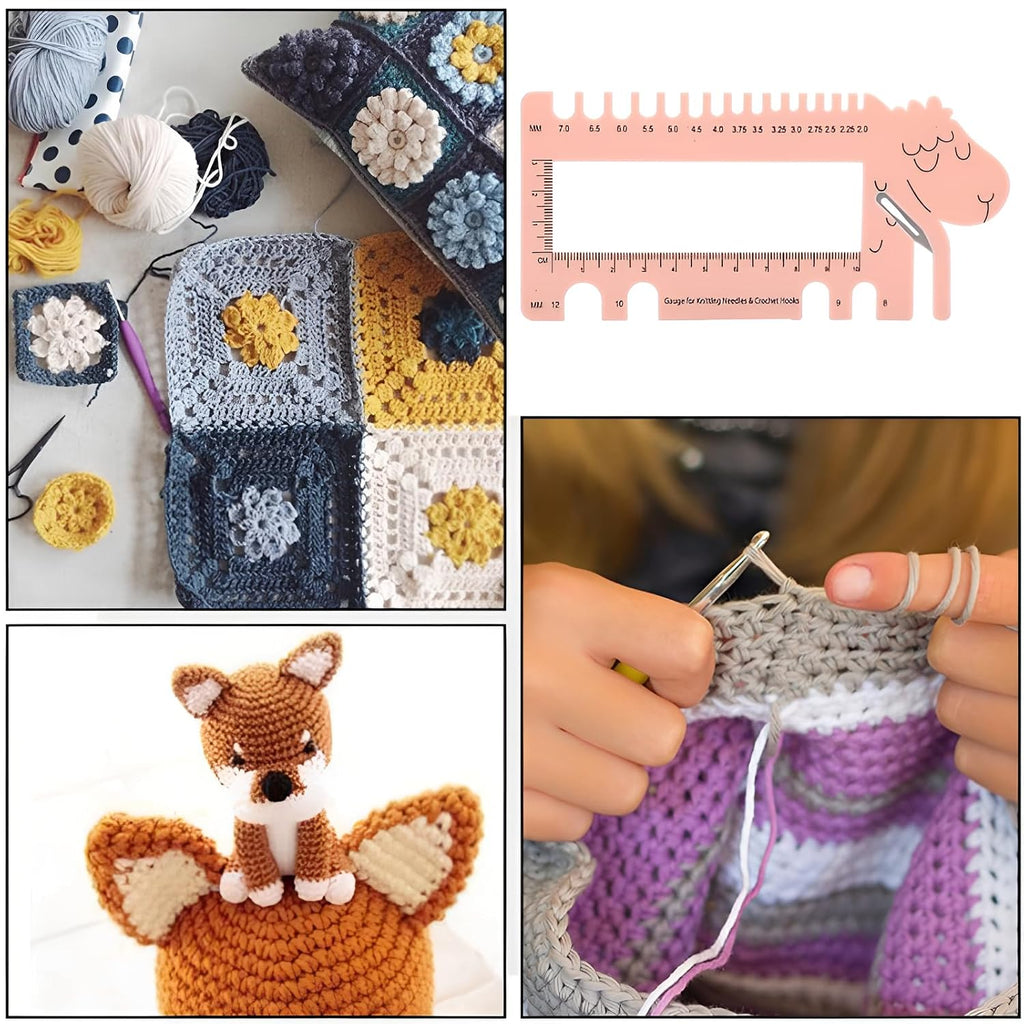Knitting Needle Gauge and Crochet Hook Sizer Ruler