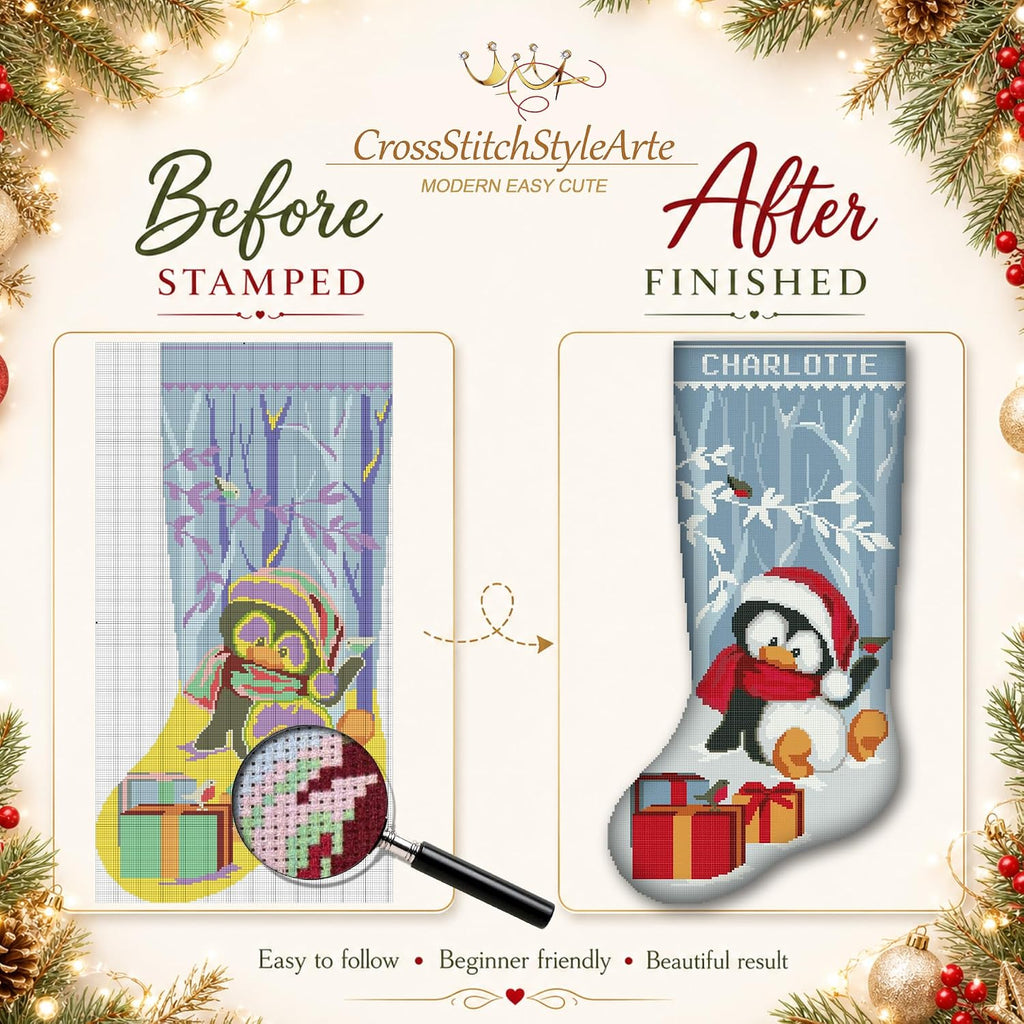 Cross Stitch Kits for Adults Stamped Personalized Christmas Stockings