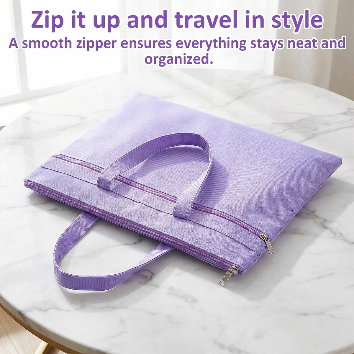 14.5x12 Inch Zippers Needlepoint Project Bag with Handle Reusable