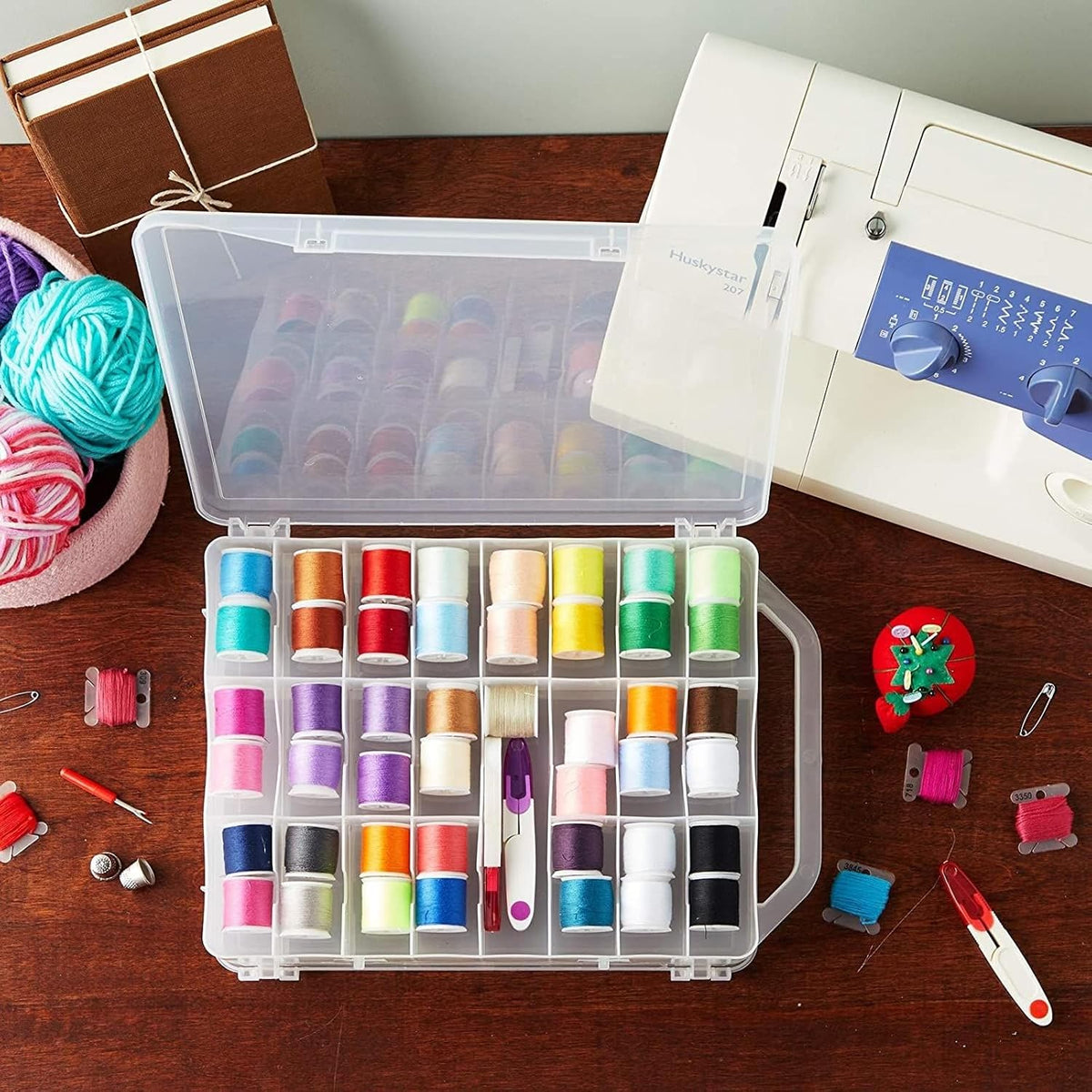 Clear Bobbins Case, Holds Up to 46 Sewing Thread Spools