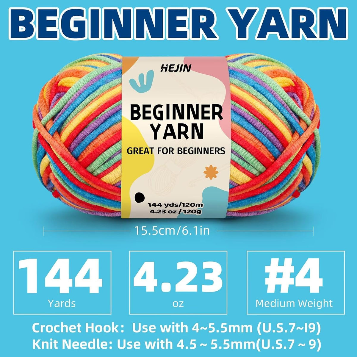 120g Purple Yarn for Crocheting and Knitting; Rainbow Yarn for