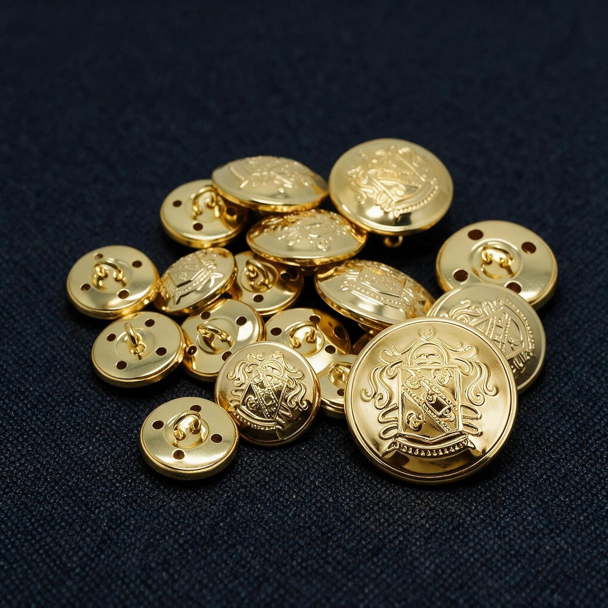 YaHoGa 14 PCS Gold Blazer Buttons for Sewing 20mm & 15mm JS350