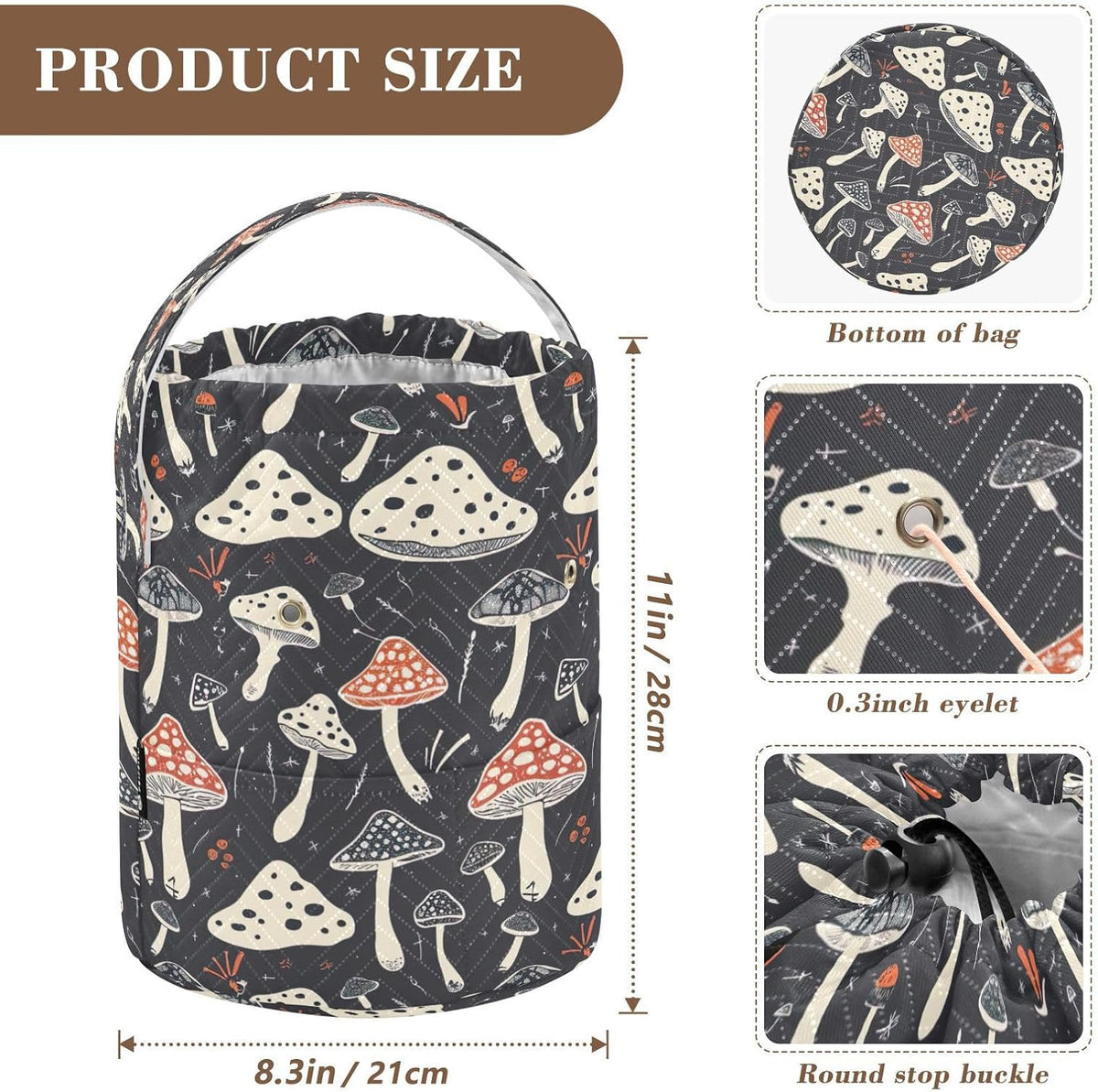 YETTASBIN Mushroom Yarn Storage Bag, Large Crochet Knitting Bag