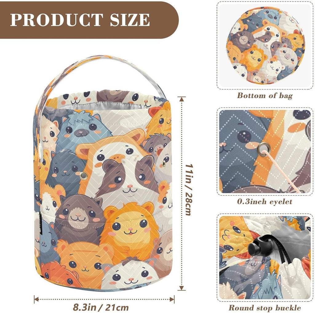 YETTASBIN Cartoon Guinea Pig Yarn Storage Bag, Large Crochet Knitting
