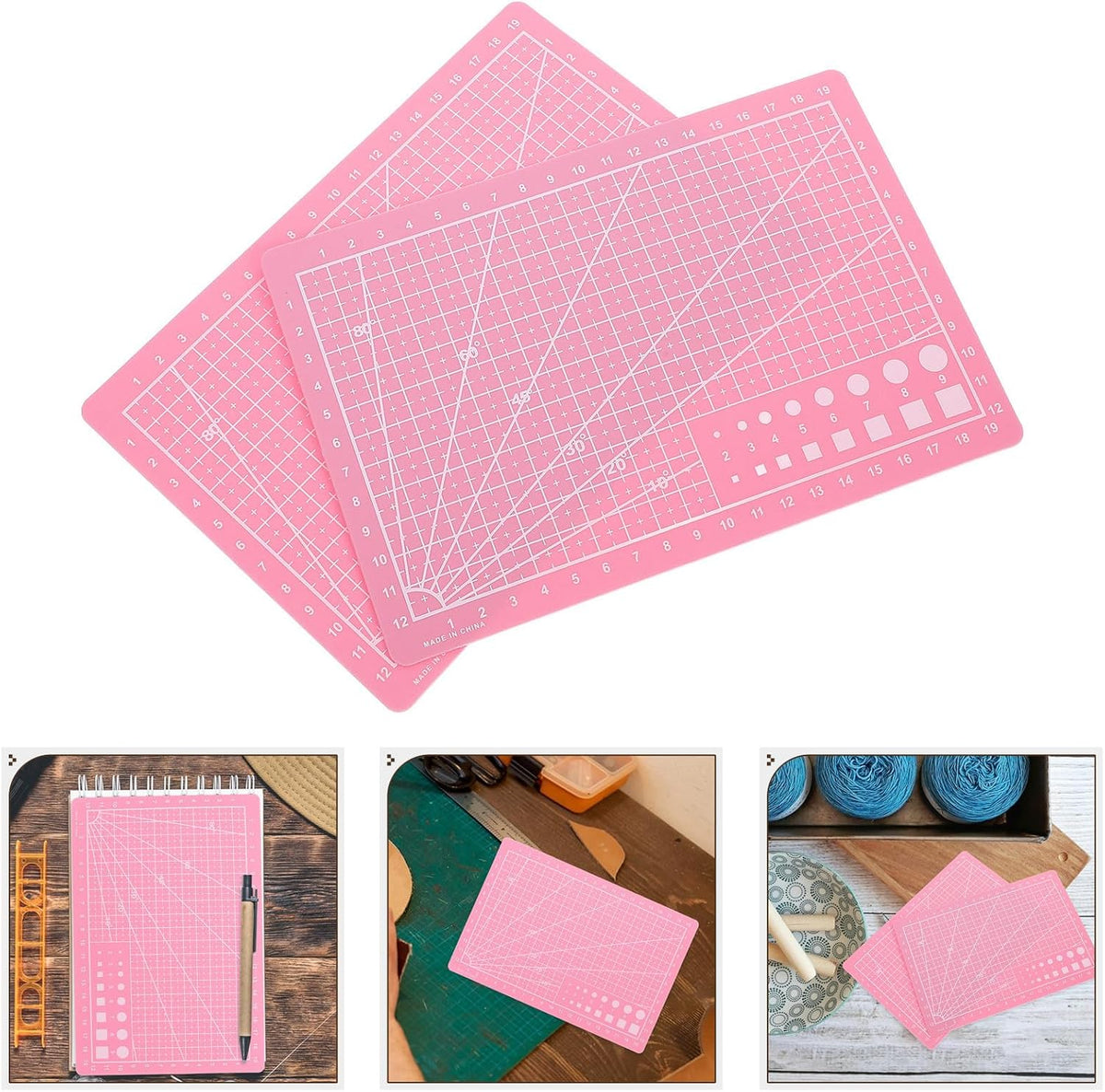 2pcs A5 Pink Double-sided Self-healing PVC Cutting Mat with Grid Lines