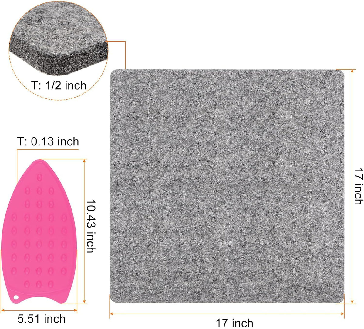 HARFINGTON Wool Pressing Mat 17" x 17" Wool Ironing Pad Sewing Notions