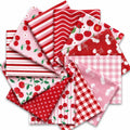 Whaline 12Pcs Cherry Fabric Squares Cherry Flower Stripe Plaid Dot