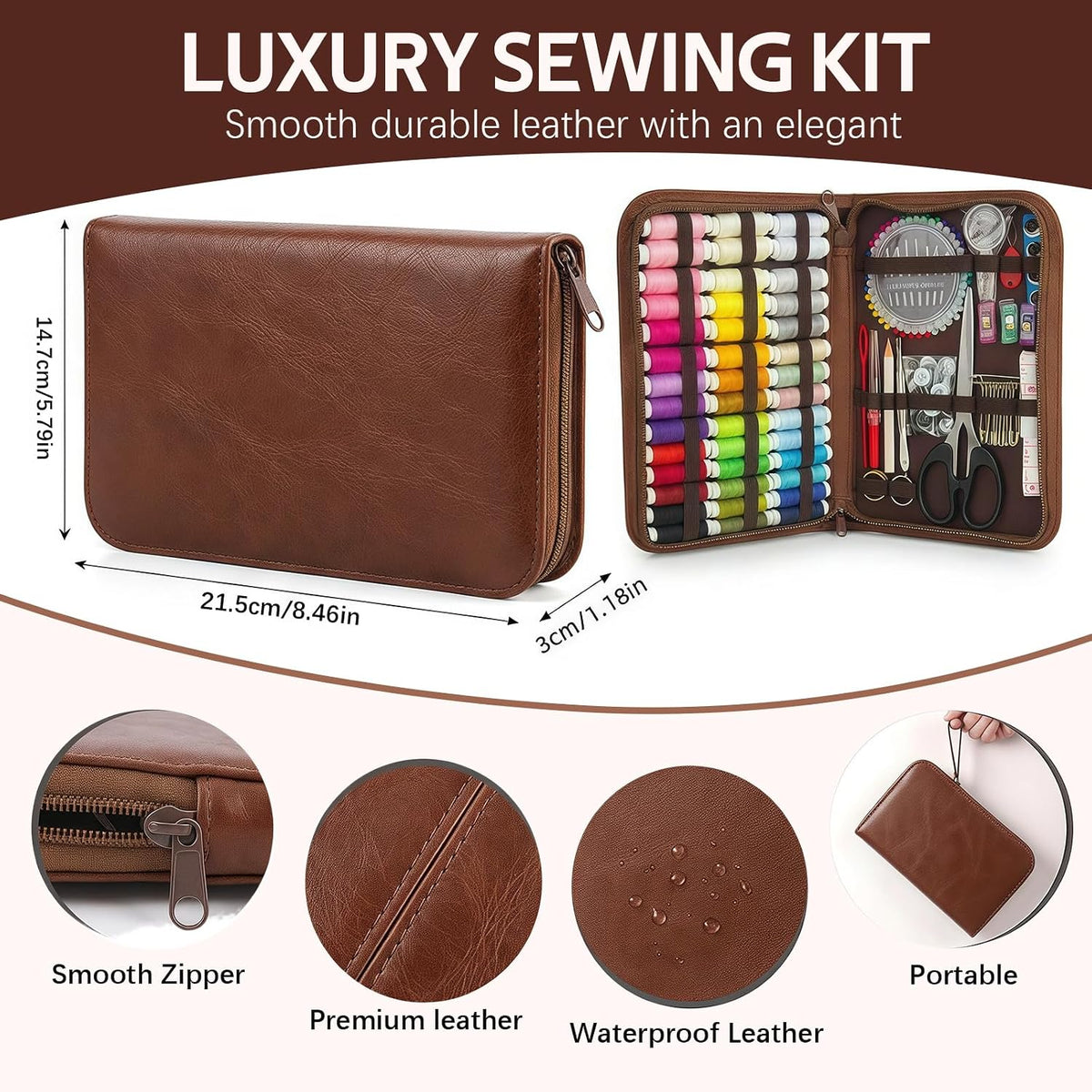 Portable Sewing Kit, 42 Color Threads, Sewing Supplies Organizer with