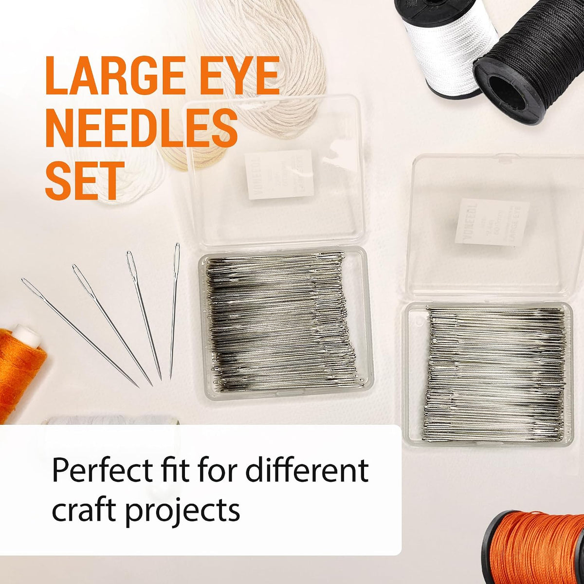 Waxed Sewing Thread (Brown Color), Heavy Duty Needles (11 PCS) Large