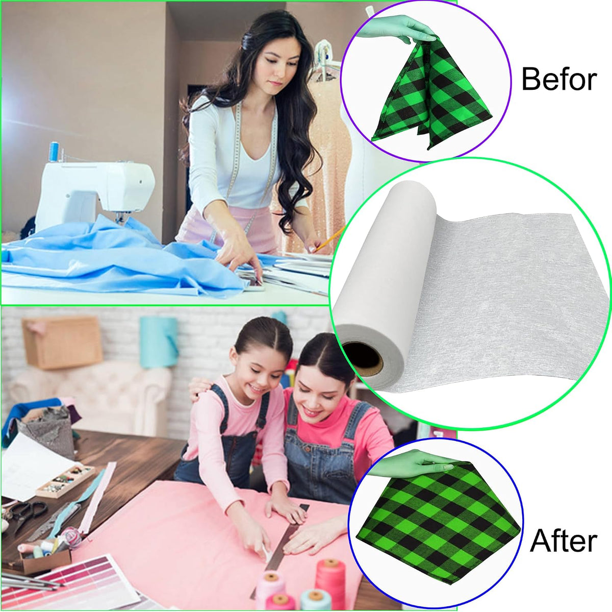 12in x 33Yd Medium Weight White Iron-On Non-Woven Fusible Interfacing