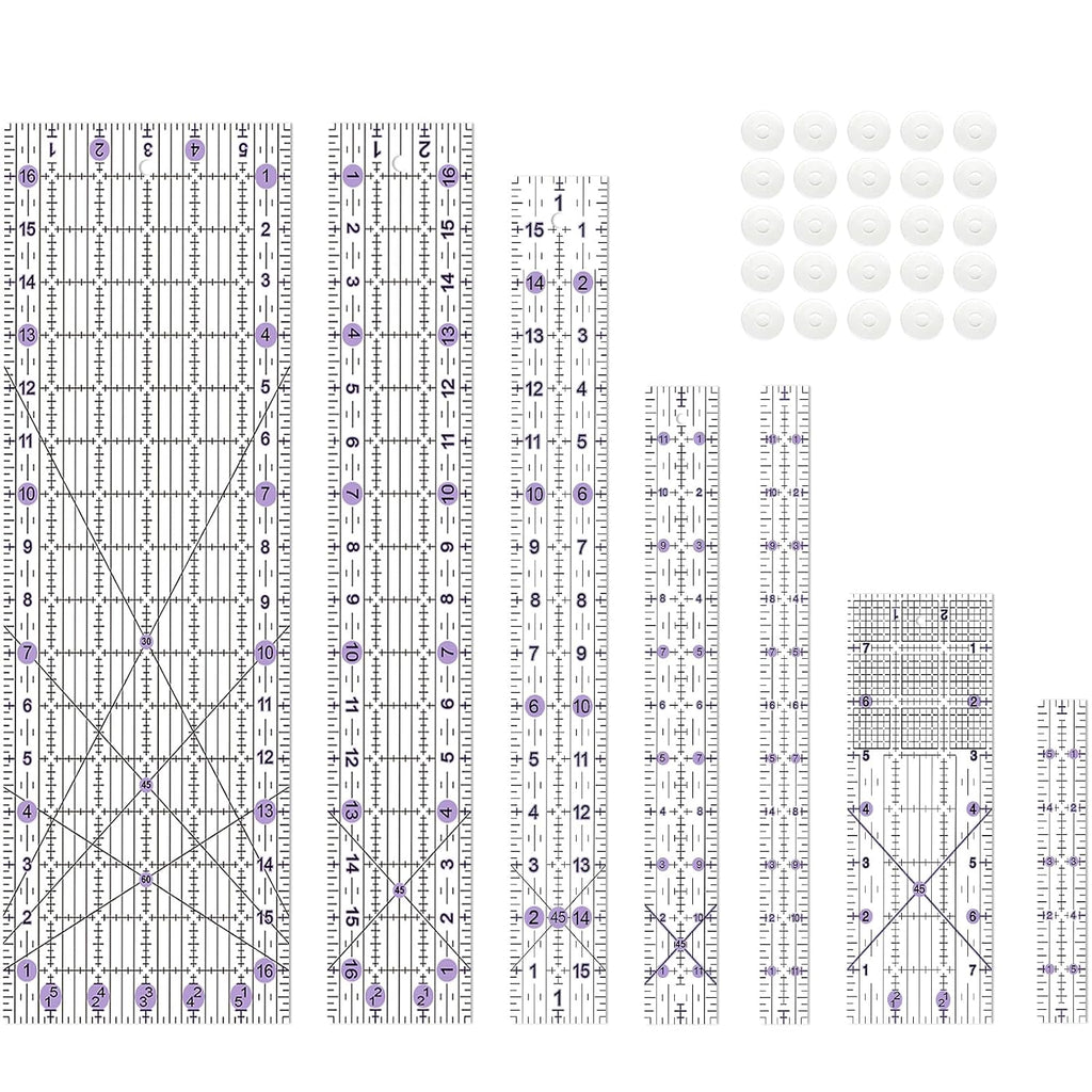 Quilting Ruler, 8 Piece Acrylic Quilting Templates, Sewing Ruler