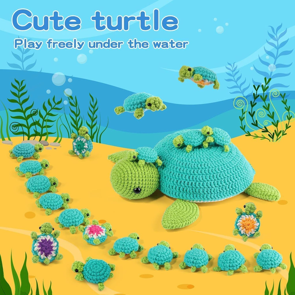 Crochet Kit for Beginners, 21 Pcs Turtles Crochet Animal Kit for