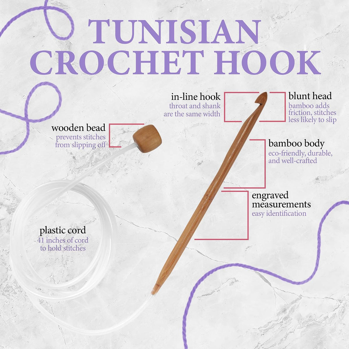 JubileeYarn Bamboo Tunisian Circular Crochet Hook - 8mm