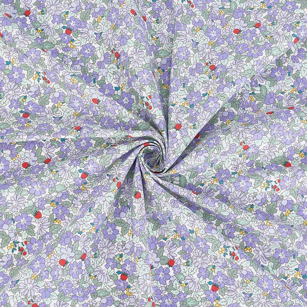 MAYJOYDIY 1.1 Yard Flower Print Cotton Fabrics for Sewing 59 Inch