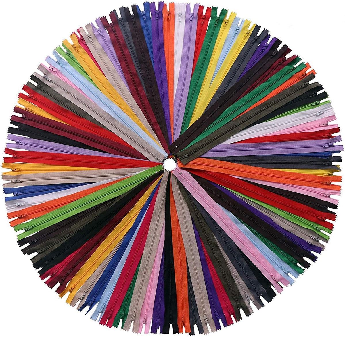 YAKA 60 Pack of 12 Inches Mix Nylon Coil Zippers Bulk - Supplies