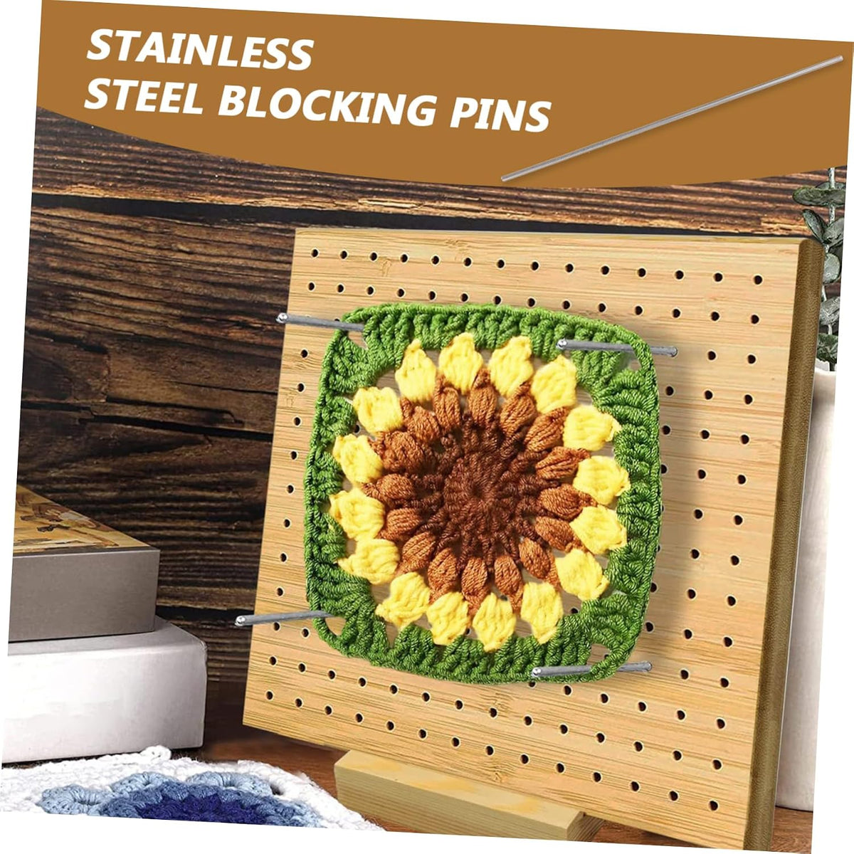 4pcs Stainless Steel Blocking Pins for Knitters and Boards