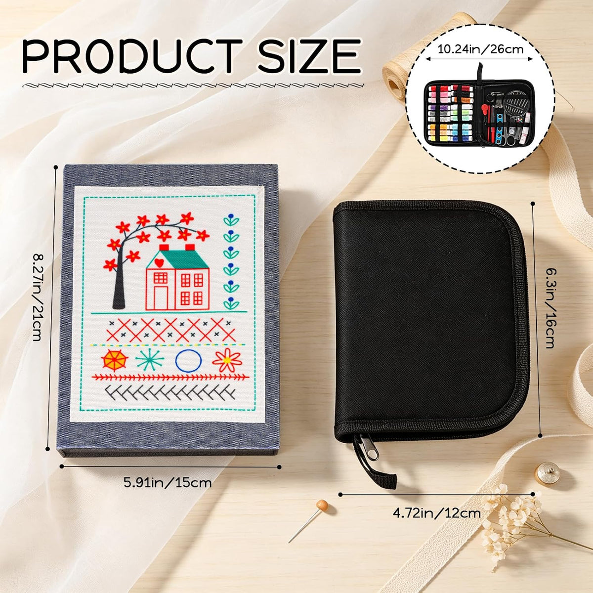 Embroidery Stitch Book Kit,2026 New Embroidery Kit with 86 PCS Sewing