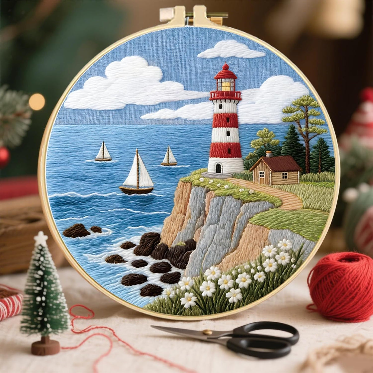 FREEBLOSS 4 Sets Embroidery Kit for Beginners Needlepoint Embroidery