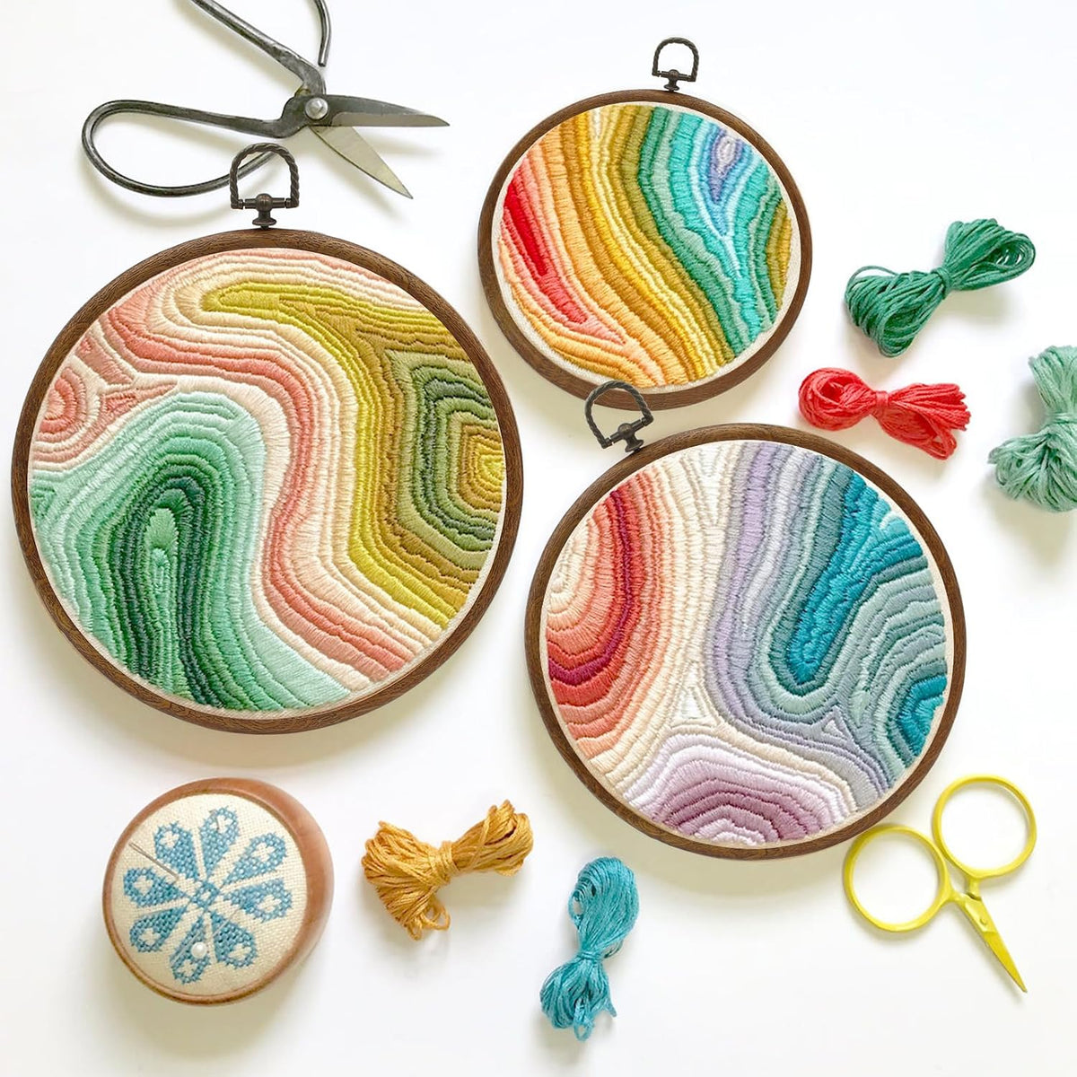 Auvotuis 3Pcs 7.5 Inch Round Embroidery Hoops