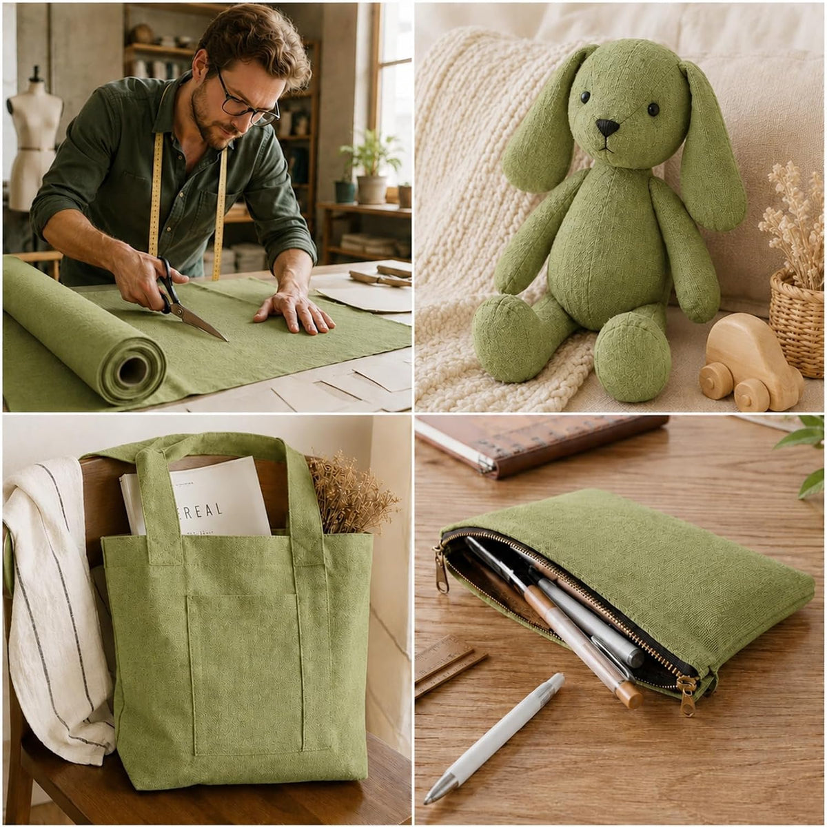59" X 36"(1 Yard) Duck Cotton Canvas Fabric (Sage Green, 10oz)