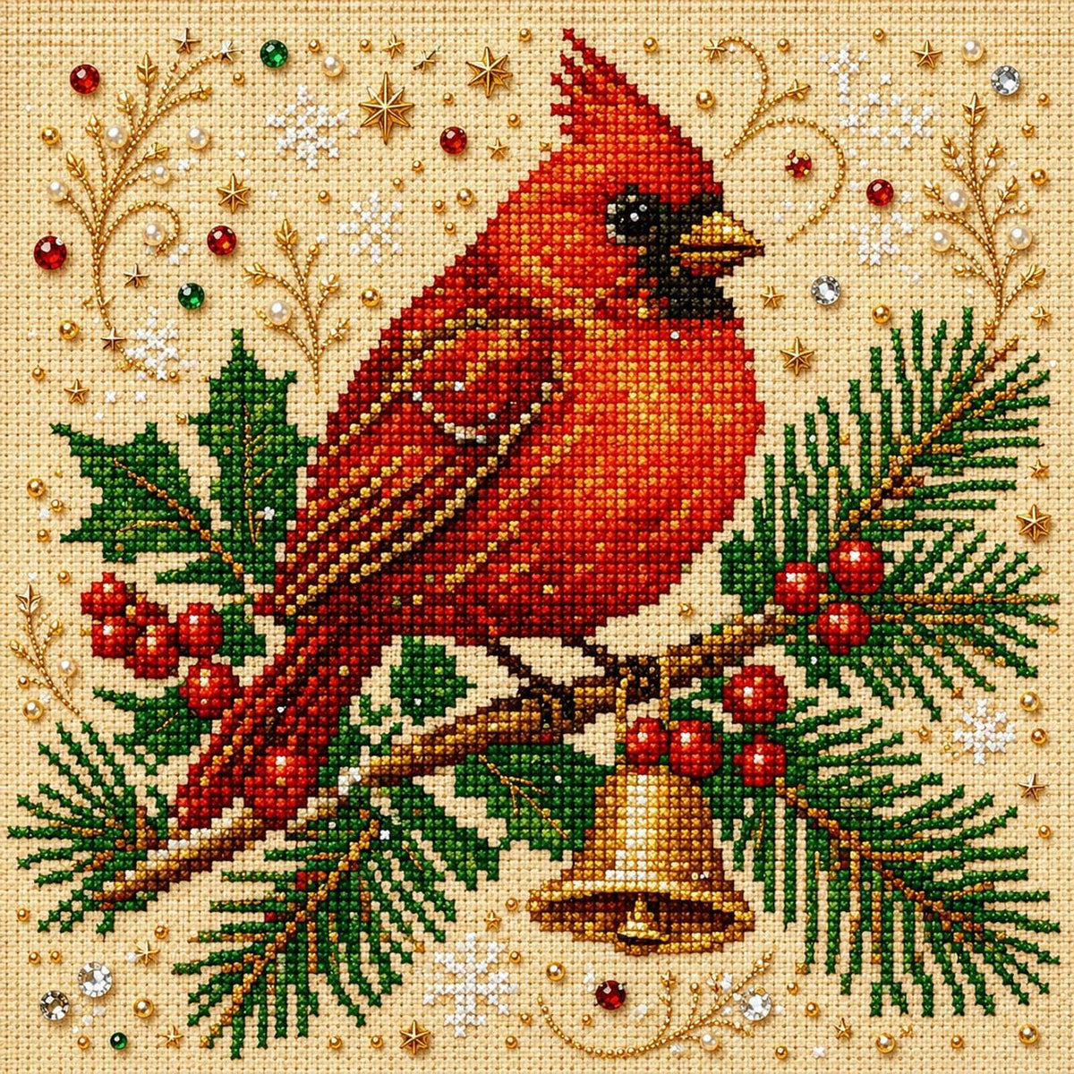Christmas Cardinal DIY 14CT Stamped Cross Stitch Embroidery Kit
