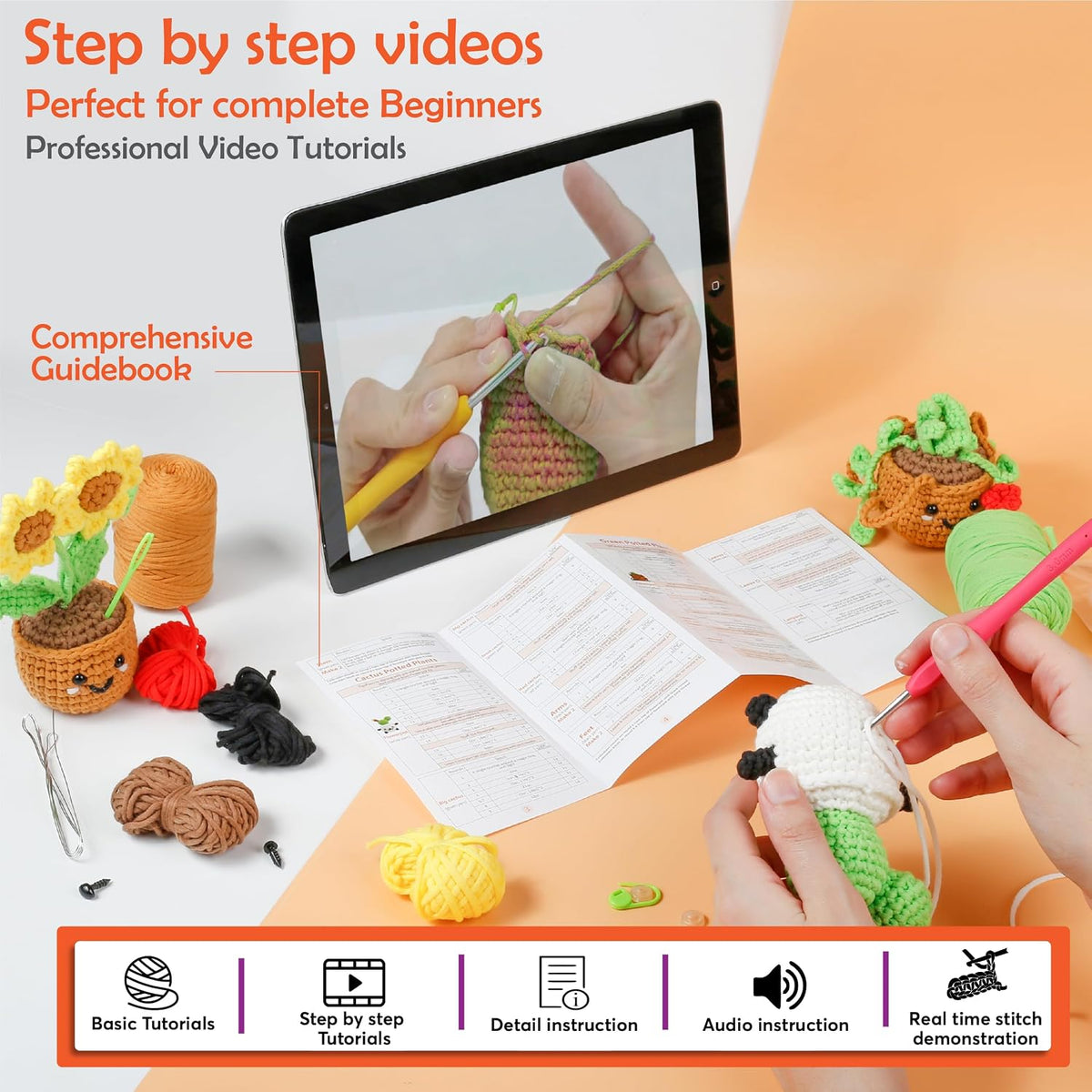 A-URA Learn to Crochet Kit for Beginners Kids and Adults, Premium 4