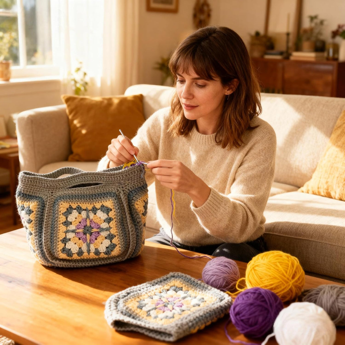TPRPYN Granny Square Bag Crochet Kit with Yarn Knitting Patchwork