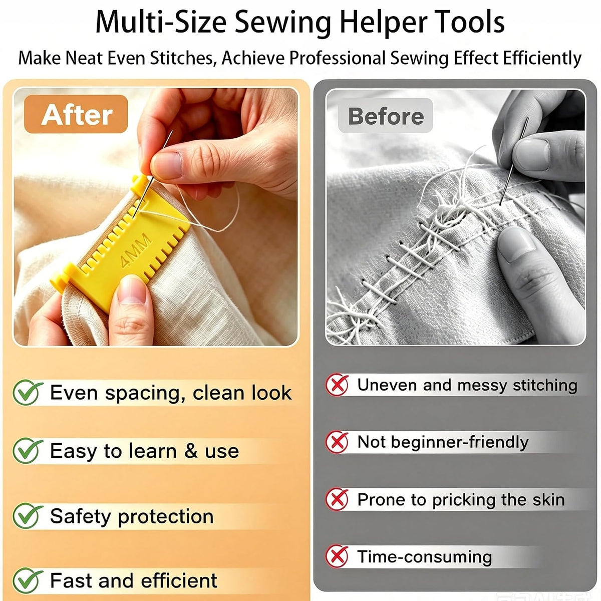 6pcs Edge Stitch Lock Sewing Gauge, Clip-On Sewing Ruler Spacing