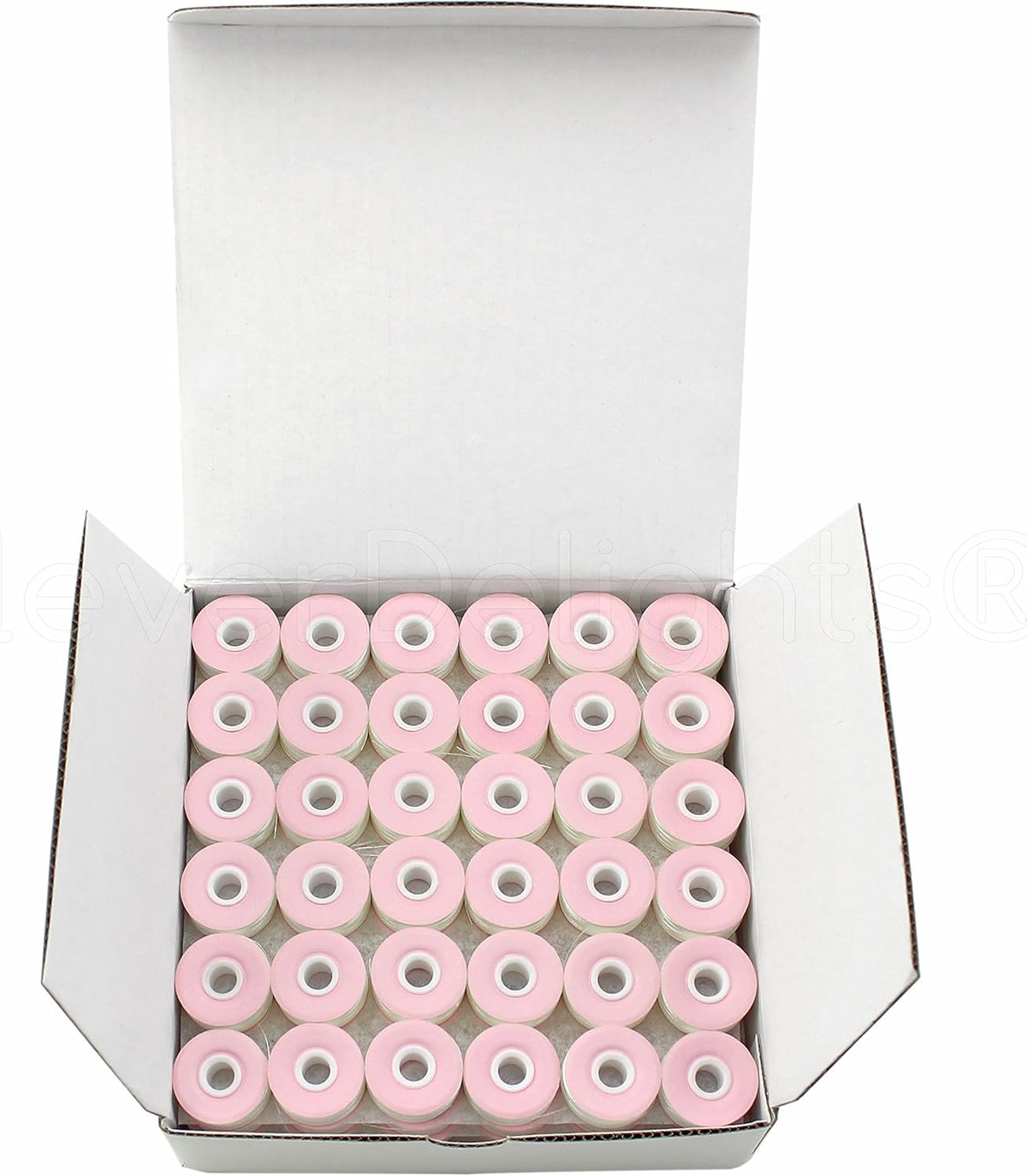 CleverDelights White Size L Prewound Bobbins - 144 Pack - Cardboard