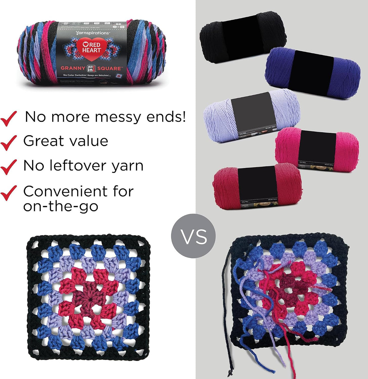 Red Heart Granny Square Crochet Yarn, Aran-Lily Pad, 3-Pack