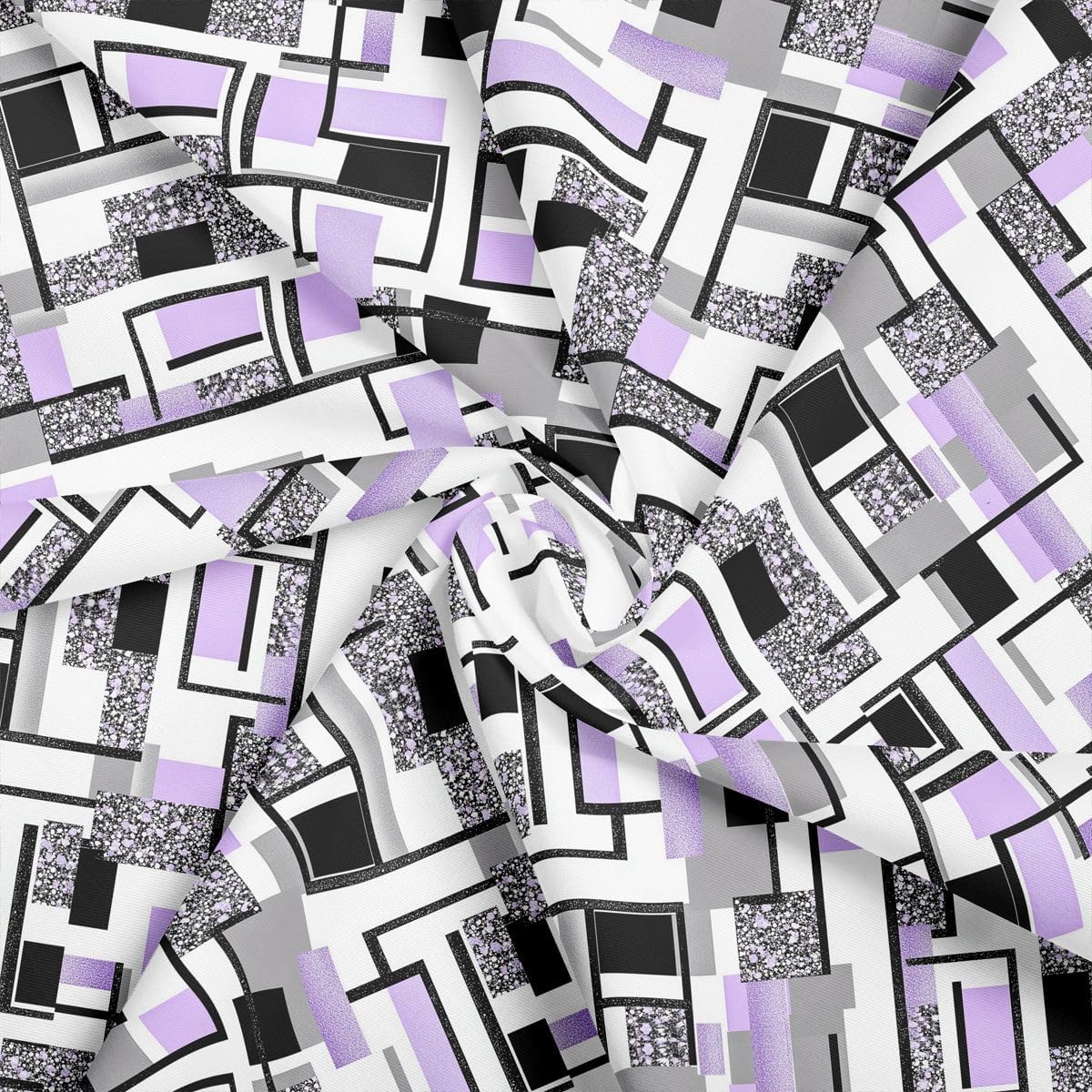 jejeloiu Purple Gray Cotton Fabric by The Yard 1 Yard