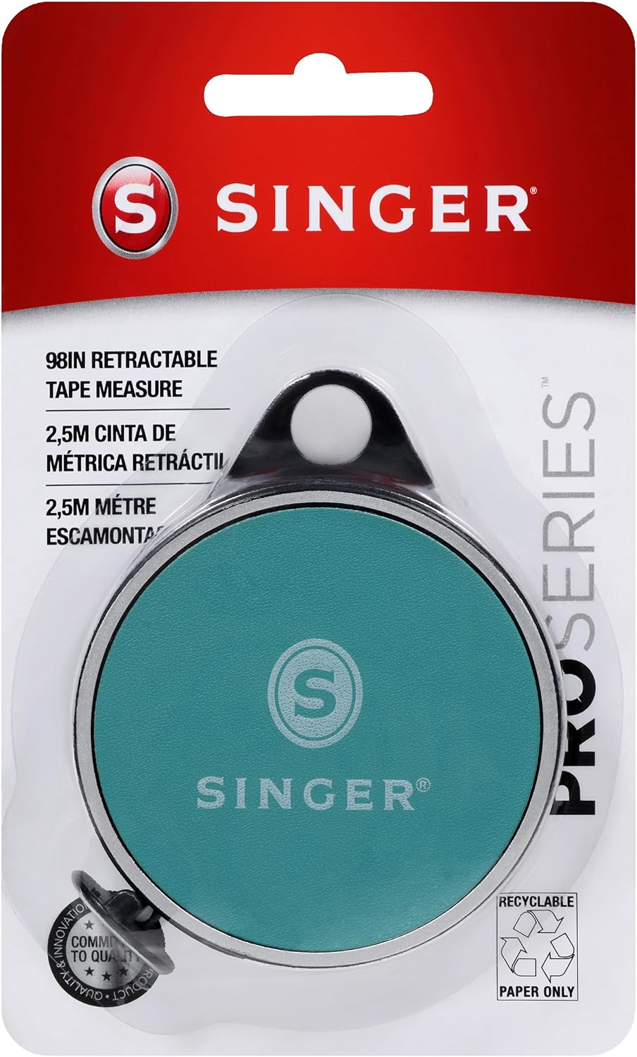 SINGER 50003 ProSeries Retractable Tape Measure, 98-Inch, Teal