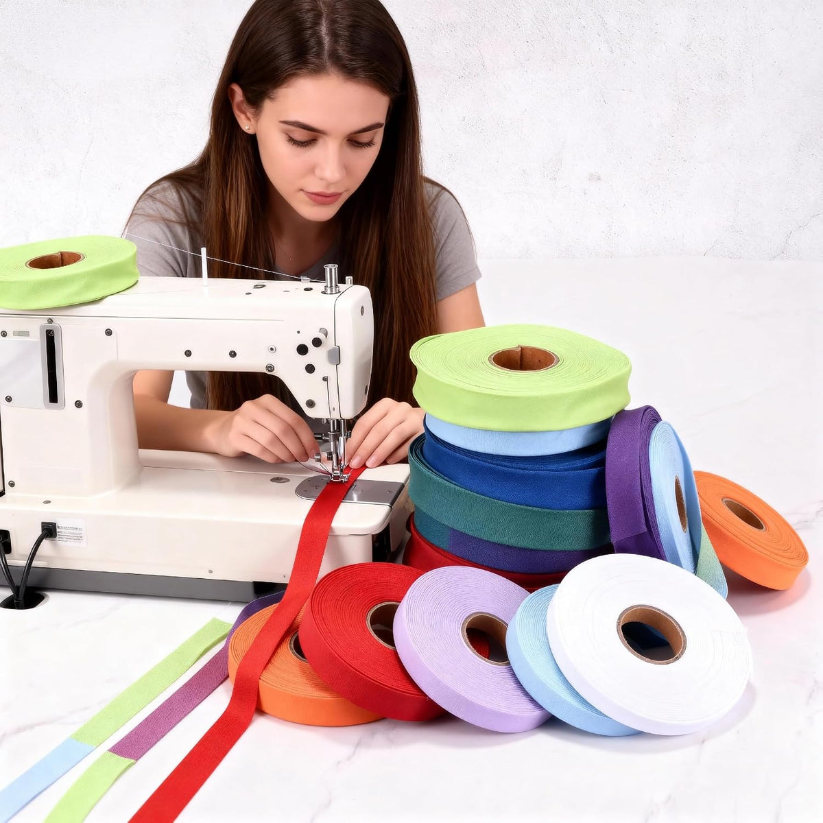 3/4 Inch Double Fold Bias Tape, Polyester Bias Tape (10 Yards, Red)