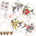 Sopoloray 4 Pack Hummingbird Embroidery Kit for Beginner Adults,Floral