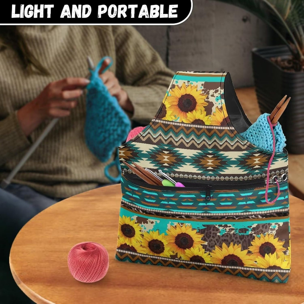 Snilety Sunflower Boho Needleworks Kits Storage Bag for Sewing Floss