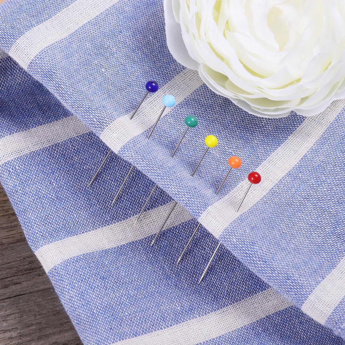 100pcs Glass Head Sewing Pins, 34mm Steel 4mm Heads for Quilters