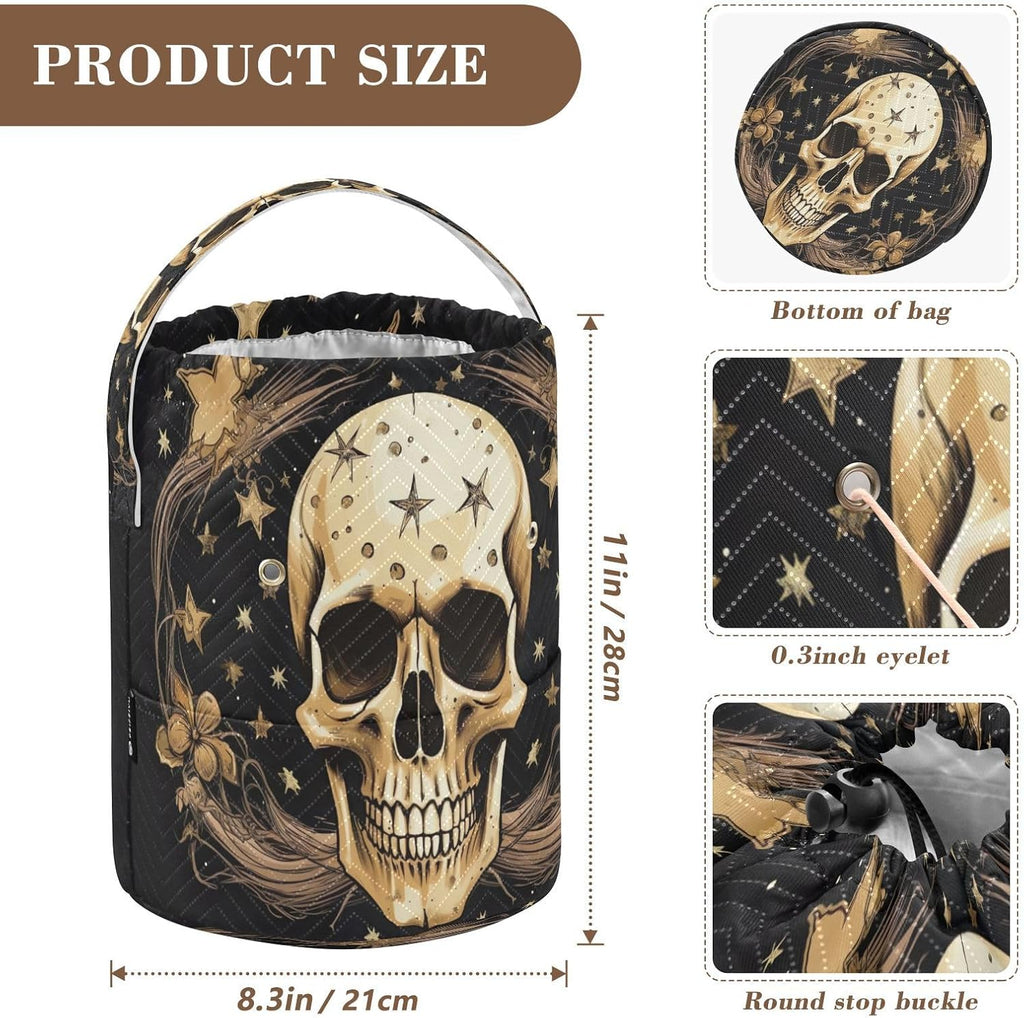 YETTASBIN Skull Yarn Storage Bag, Large Crochet Knitting Bag Organizer