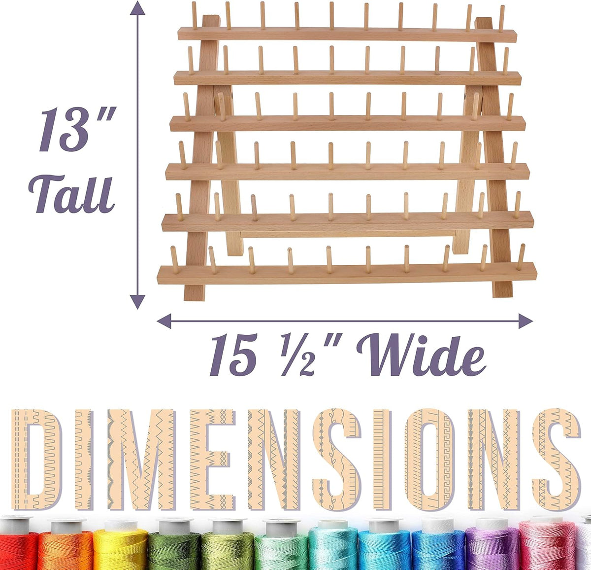US Art Supply Premium 60-Spool Thread Holder: Wooden Sewing &