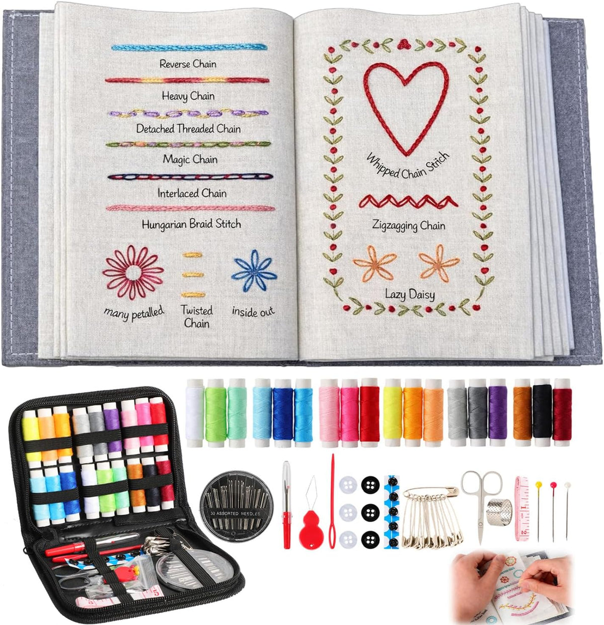 Embroidery Stitch Book Kit, The Ultimate DIY Embroidery Learning