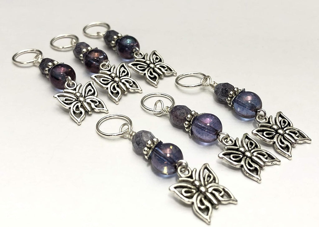 Butterfly Stitch Markers for Knitting with Snag Free Rings or Select
