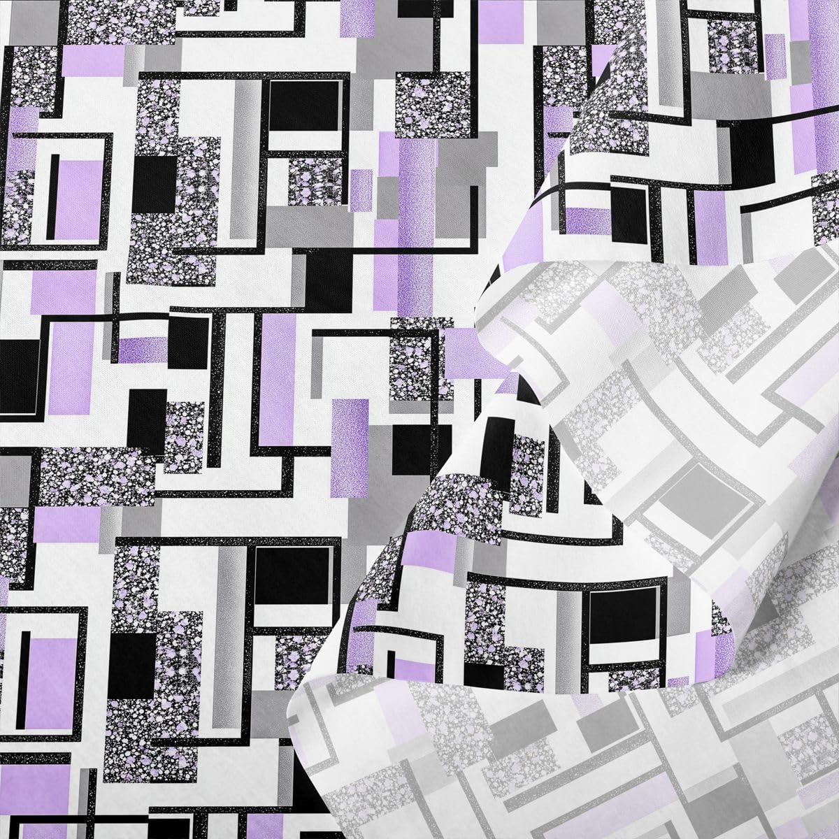 jejeloiu Purple Gray Cotton Fabric by The Yard 1 Yard