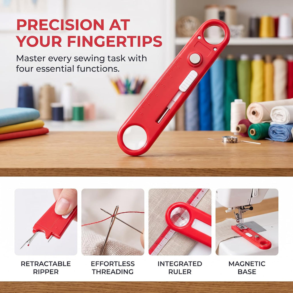 4-in-1 Sewing Threader Tool with Seam Ripper, Quick Automatic Needle