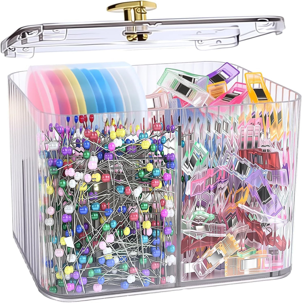 Mangpung Sewing Kit with Clips, Pins & Tailor Chalk in Clear Organizer