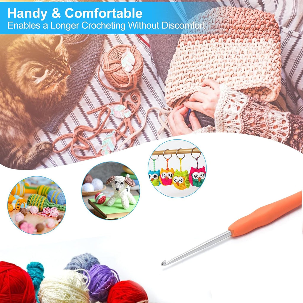 Vodiye 10 PCS 2.5 mm Ergonomic Crochet Hooks for Comfortable