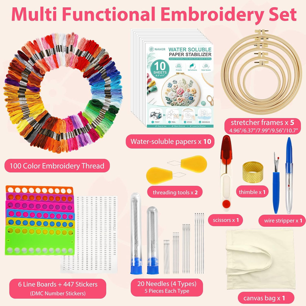 Embroidery Kit for Beginners,Embroidery Needle and Thread and Other
