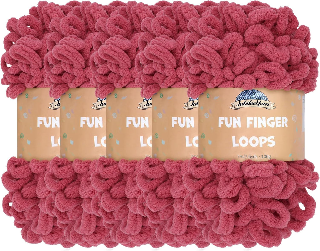 JubileeYarn Fun Finger Loops Yarn - Dusty Maroon - 5 Skeins