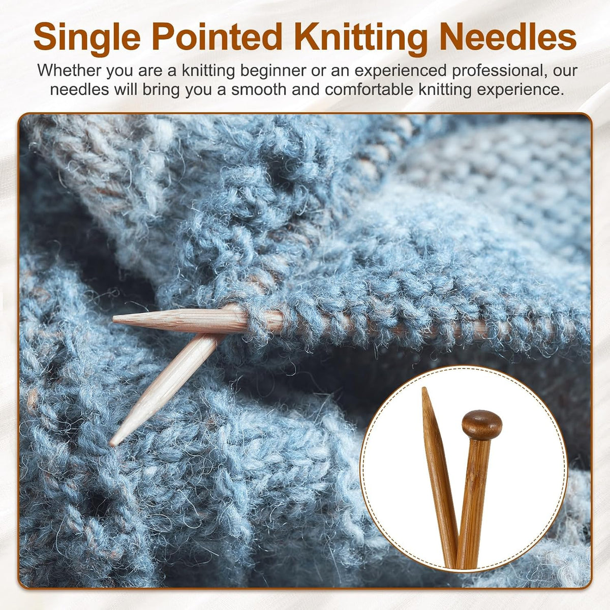 HARFINGTON 2Pcs Single Pointed Knitting Needles Size US 1 (2.25mm) 16"