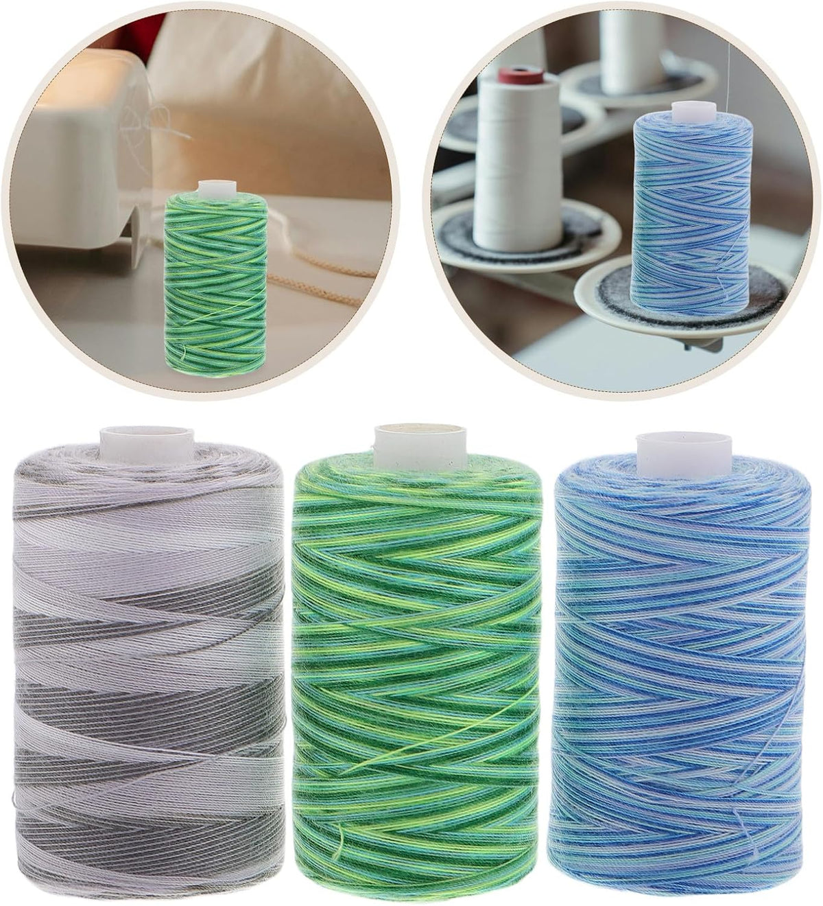 3pcs Yard Polyester Waxed Leather Sewing Thread Colorful Gradient